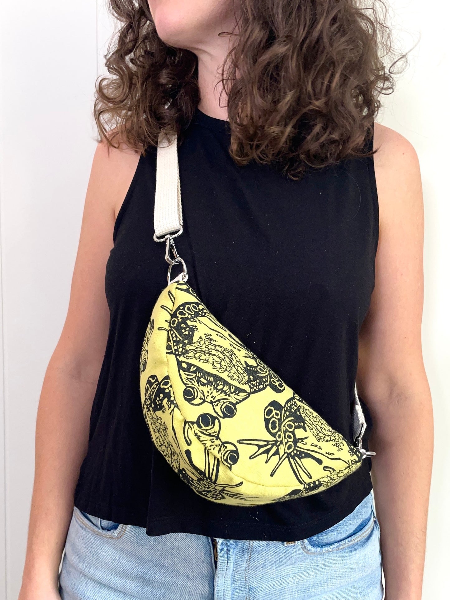 Half Moon Crossbody Bag with Bullfrog