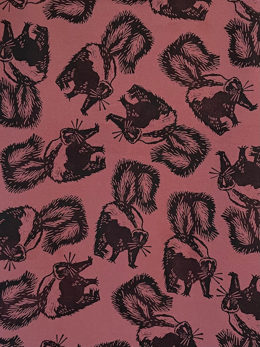 Cotton Tea Towel: Skunk on Plum