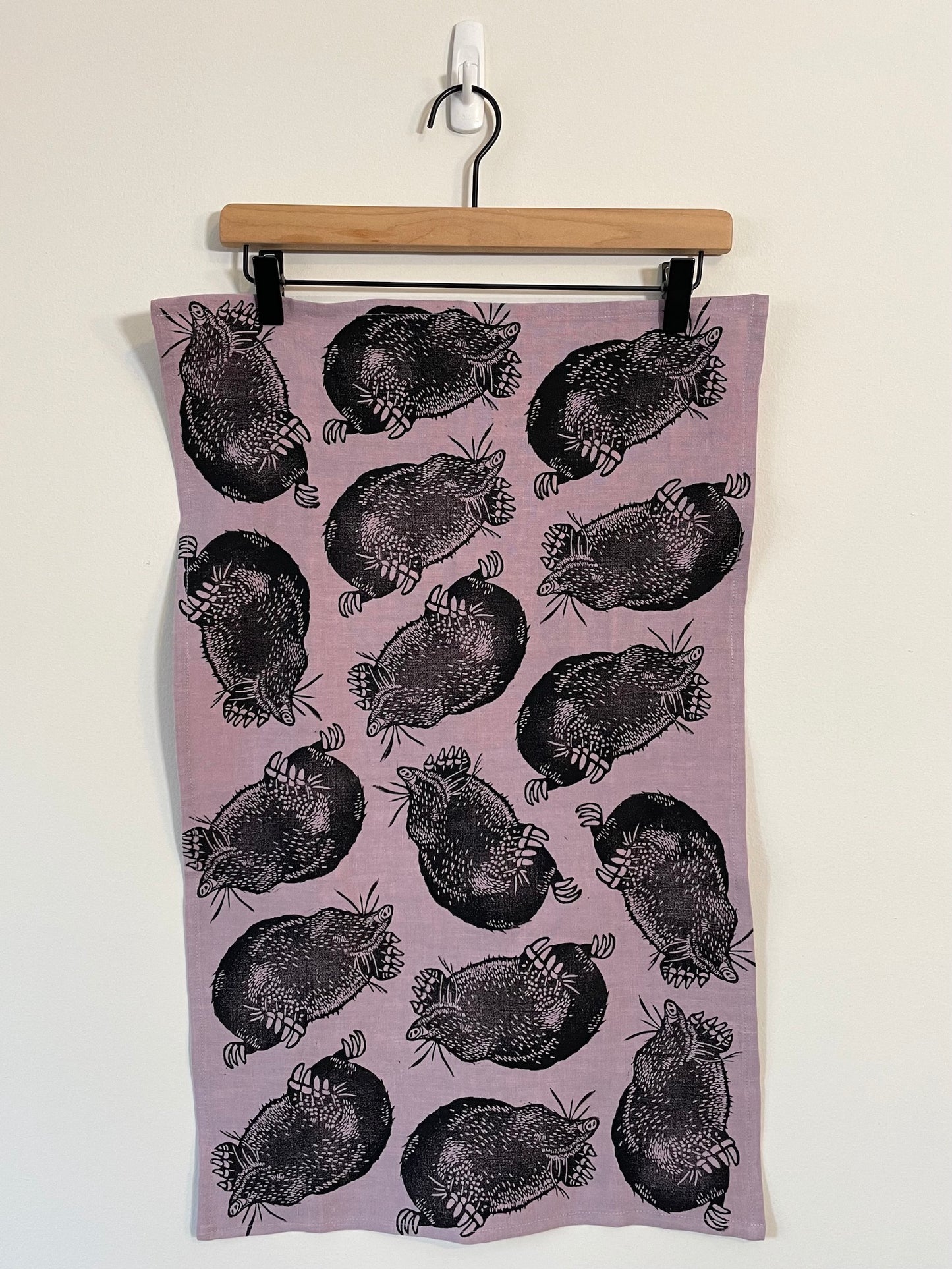 Linen Tea Towel: Mole on Lilac