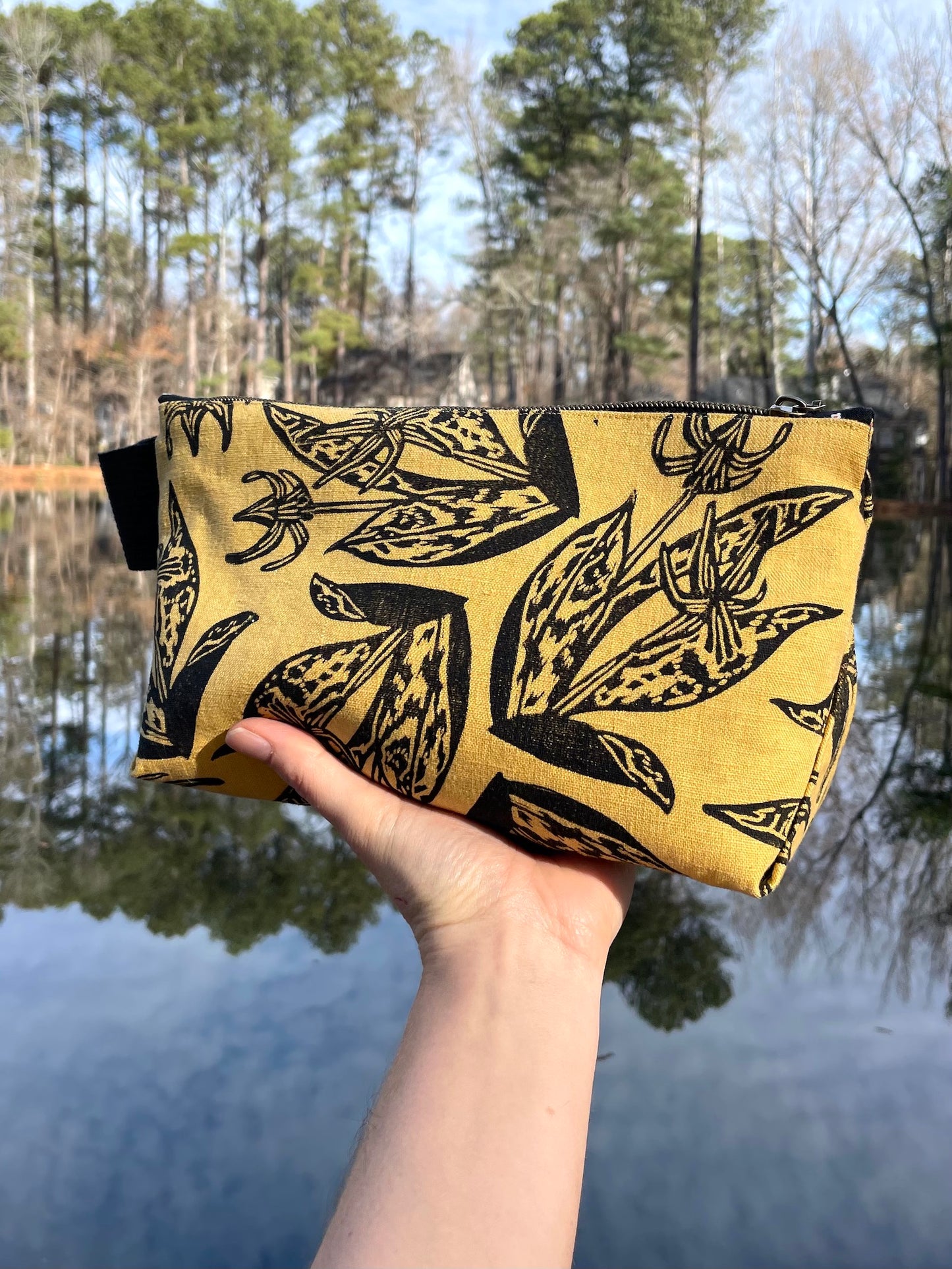 Large Zipper Pouch with Trout Lily