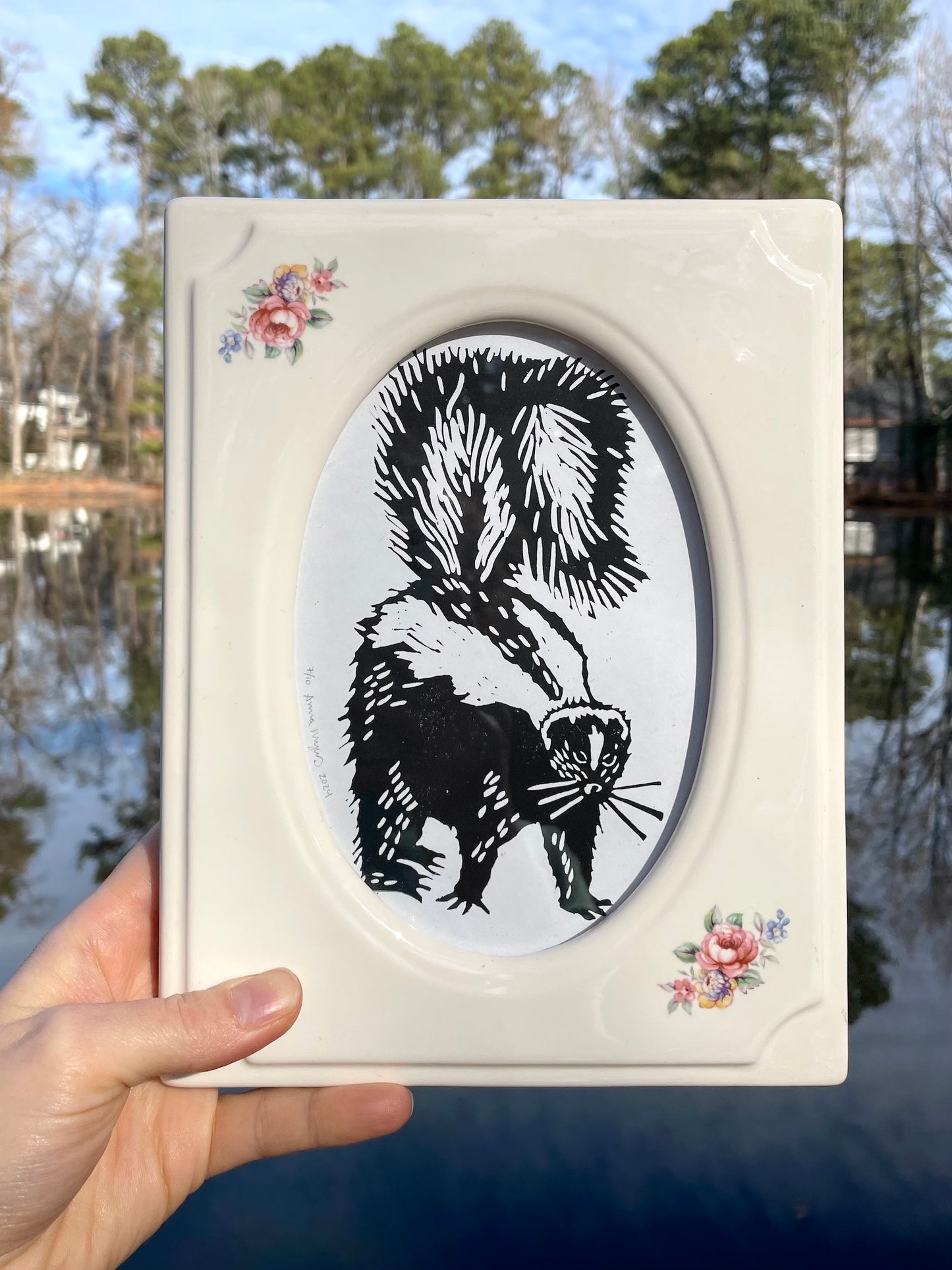 Striped Skunk in Vintage Frame