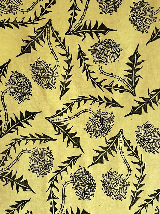 Linen Tea Towel: Dandelion on Lemon